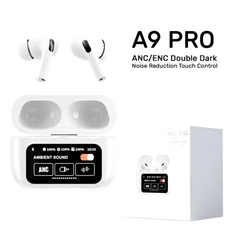 Airpods Pro A-9 with Touch Screen, Digital Display, ANC & Touch Controls